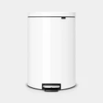 Brabantia Flat Back Pedal Bin 40 Liter, White, Space-Saving Design with MotionControl - Brabantia