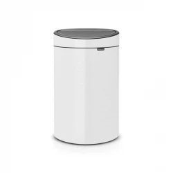 Brabantia Touch Bin Oval 40 Liter – White, Sleek Oval Design with Soft-Touch Opening