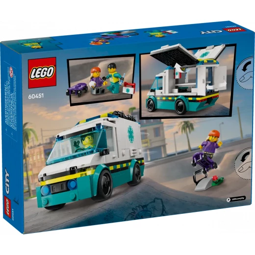 LEGO City Emergency Ambulance Vehicle Set – rescue building toy with paramedic minifigures and medical accessories - LEGO - Image 3