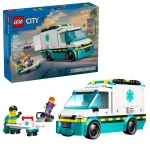 LEGO City Emergency Ambulance Vehicle Set – rescue building toy with paramedic minifigures and medical accessories - LEGO