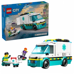 LEGO City Emergency Ambulance Vehicle Set – rescue building toy with paramedic minifigures and medical accessories