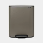 Brabantia Bo Pedal Bin 60 Liter Platinum – Soft Close and Easy Pedal Operation - Brabantia