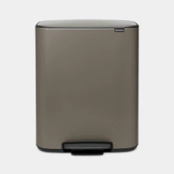 سلة مهملات Bo Pedal Bin بسعة 60 لتر – بلاتينيوم مع إغلاق هادئ وفتح سهل من برابنتيا