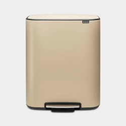 سلة مهملات Bo Pedal Bin بسعة 60 لتر – بلون الذهبي مع إغلاق هادئ ودواسة سهلة من برابنتيا