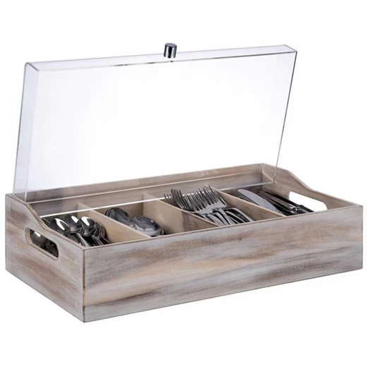 APS Wood Cutlery Box with Cover – Elegant Storage and Organization Solution - APS - Image 2