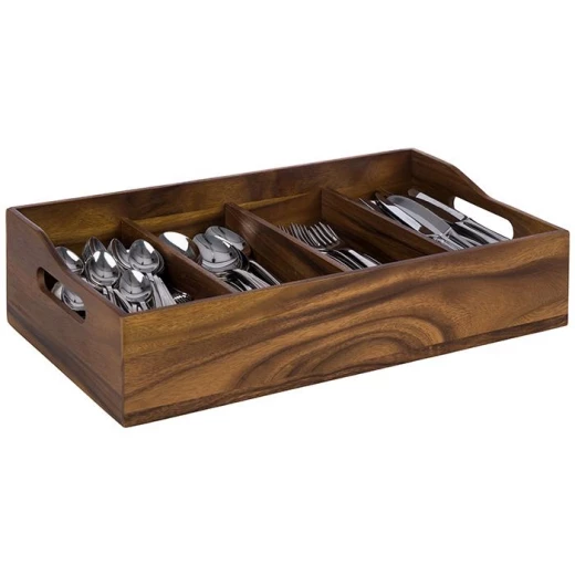 APS Cutlery Box Acacia Wood 51×28×13 cm – Stylish Natural Storage for Tableware - APS - Image 2