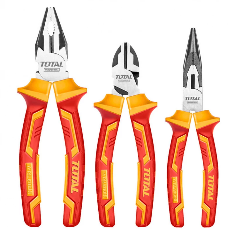 Total THT 3-Piece Insulated Pliers Set – Safe Tools for Professional Electrical Work - Total