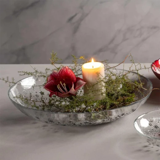 Leonardo Teller Stella Decorative Bowl – 40cm Diameter, Clear with Silver Rim, Ideal for Serving Salads, Fruits, and Elegant Displays - Leonardo - Image 2