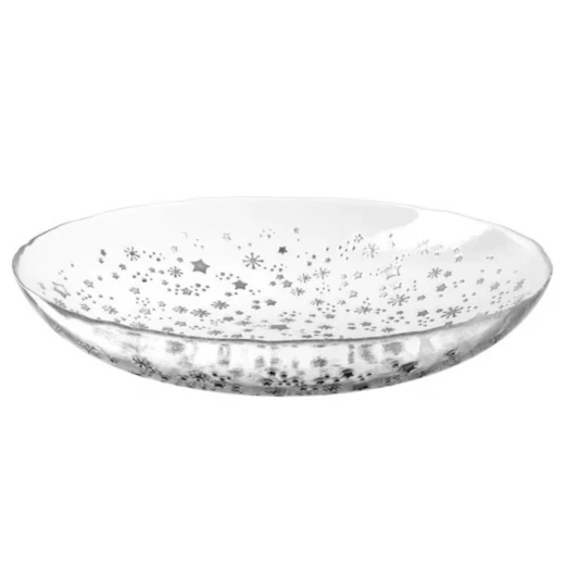 Leonardo Teller Stella Decorative Bowl – 40cm Diameter, Clear with Silver Rim, Ideal for Serving Salads, Fruits, and Elegant Displays Leonardo Teller Stella Decorative Bowl – 40cm Diameter, Clear with Silver Rim, Ideal for Serving Salads, Fruits, and Elegant Displays