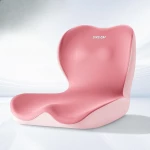 Ergonomic Physiological Curve Seat Cushion, Pink Memory Foam Pad for Back Pain Relief & Posture Support, Comfort for Long Sitting, Office, Home, Car Use