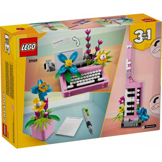 LEGO Creator Typewriter with Flowers 3-in-1 Set – 363 Pieces – Buildable Decorative Toy for Kids & Adults - LEGO - Image 4