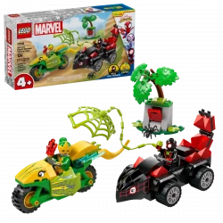 LEGO Marvel Spin and Electro Dinosaur Vehicle Chase Set – Exciting Adventure Playset for Kids