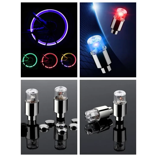 أغطية صمامات عجلات LED بحساس حركة, أضواء إطارات وامضة للسيارات والدراجات والدراجات النارية, مقاومة للماء وسهلة التركيب, تعزز الأمان والمظهر الرياضي - Image 4