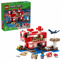 LEGO Minecraft The Mooshroom House Building Set with Steve – Fun Mycelium Mushroom Home for Kids