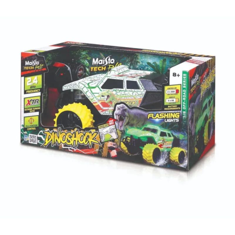 Maisto Dinoshock R/C Car, Dinosaur Edition – Model 82638 – 1:16 Scale - Maisto