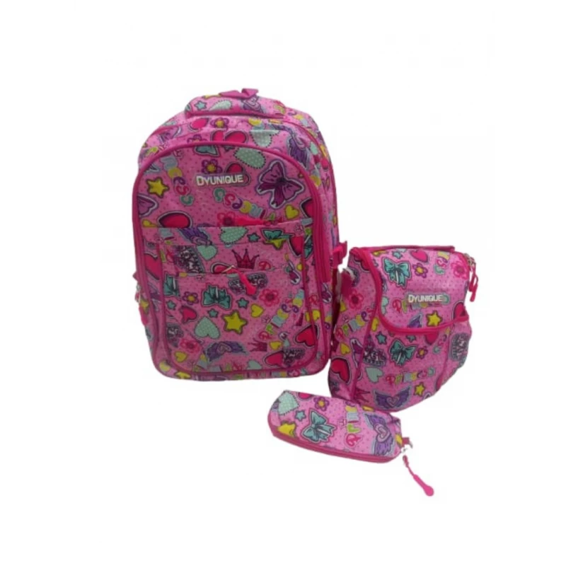 3-Piece Kids Backpack Set, Colorful Design with Cheerful Cartoon Shapes, Multiple Pockets, and Padded Straps - Amigo