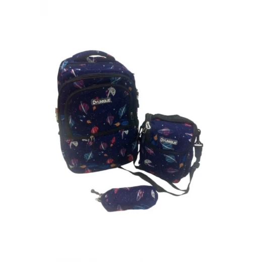 Boys’ School Backpack Set with Lunch Box & Pencil Case – Space-Themed Design with Planets and Rockets Boys’ School Backpack Set with Lunch Box & Pencil Case – Space-Themed Design with Planets and Rockets