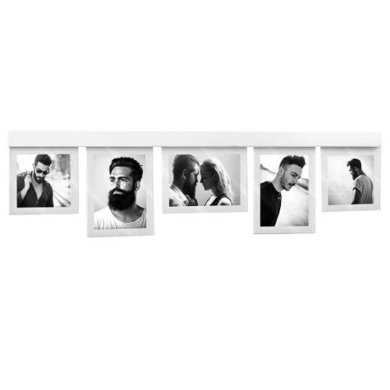 إطار صور متعدد ماسكاني أبيض 24×90 سم – يتسع لـ 5 صور، يُعلّق أفقيًا، ديكور أنيق للمنزل - ماسكاني