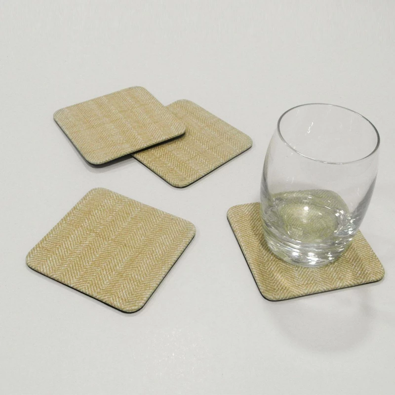 Arte Pelle Beige Leather Coasters Set - Elegant Home & Garden Table Accessories - Arte Pelle