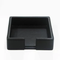 AP Leather Small Black Napkin Holder - Compact Stylish Table Accessory for Home & Garden