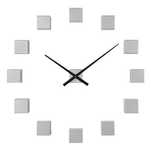 Mascagni Wall Clock with 3D Cubes - Silver Metal Finish - Large 60cm Modern Home Decor Mascagni Wall Clock with 3D Cubes - Silver Metal Finish - Large 60cm Modern Home Decor