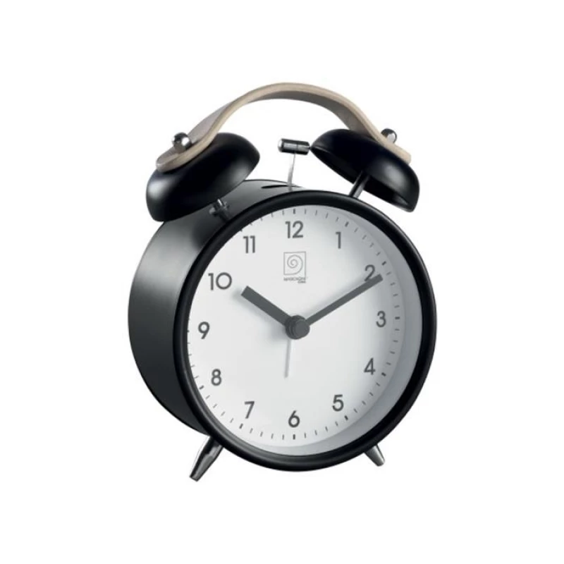 Mascagni Black Leather Alarm Clock - Stylish Modern Home Decor Accessory - Mascagni