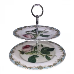 Roy Kirkham Two Tier Stand Vintage Roses Porcelain Serveware