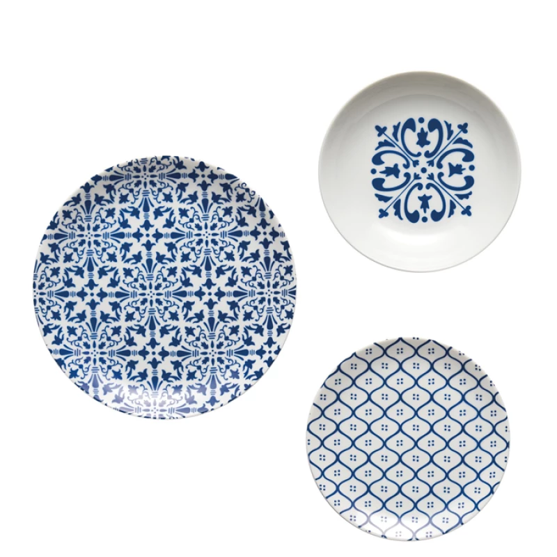 Guzzini Le Maioliche Dinner Set 18 Pieces - Blue Porcelain - Elegant Tableware Collection - Guzzini