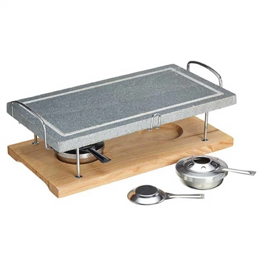 KitchenCraft Hot Stone Grill 41x22x15cm - Ceramic and Wooden Base - Stylish Table Grill KitchenCraft Hot Stone Grill 41x22x15cm - Ceramic and Wooden Base - Stylish Table Grill