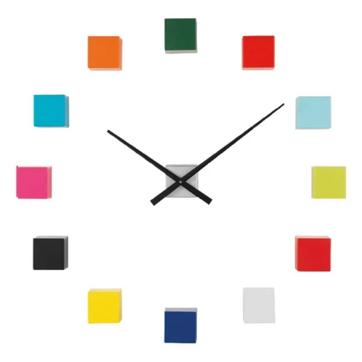 Mascagni Wall Clock With Adhesive 3D Cubes - Metal - Assorted Mascagni Wall Clock With Adhesive 3D Cubes - Metal - Assorted
