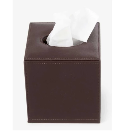 Bentley Square Tissue Box Brown Leather – Elegant Home & Garden Accessory for Stylish Spaces