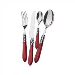Bugatti Aladdin Cutlery Wenge Burgundy 24 Pieces Set Silver Ring