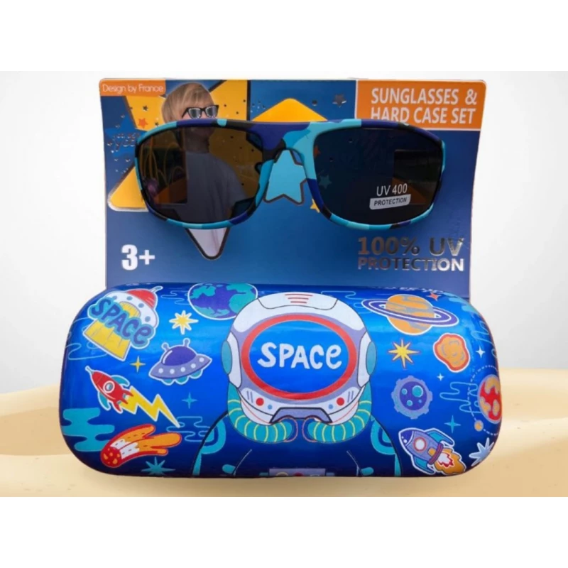 Vest Boys Sunglasses & Hard Case Set, Fuchsia, 100% UV Protection, Stylish & Safe Eyewear for Kids Ages 3+