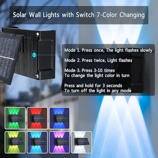 Solar Wall Light with Color Changing LED for Outdoor Use - Image 7