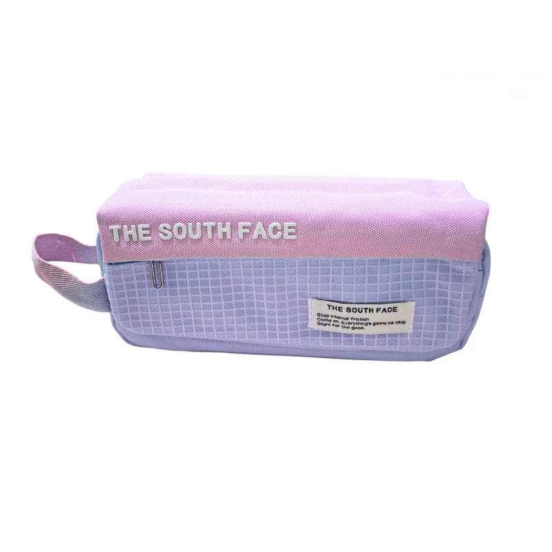 Pencil Case Large Capacity, Pencil Pouch with 3 Compartment Stationery Storage Pen Bag for School Office Pencil Bag Cosmetic Makeup Bag for Adults, Purple and pink
