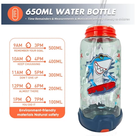 قارورة ماء للأطفال 650 مل – آمنة بدون BPA، مع شفاط وحبل، محكمة الإغلاق للمدرسة والرحلات من فيست - Image 3