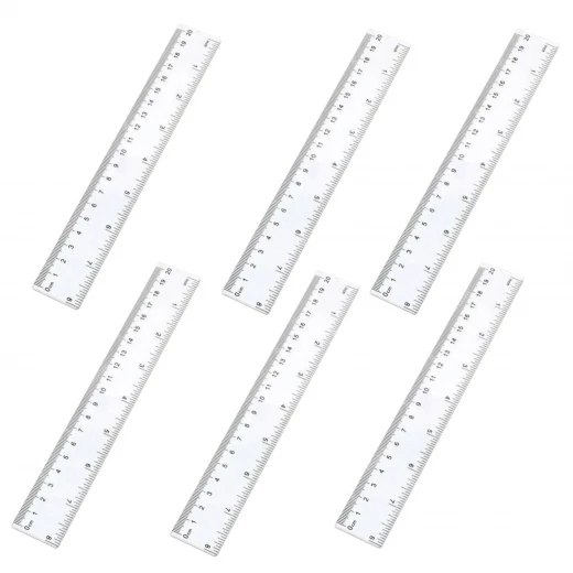 6-Pack Transparent 20cm Rulers, Durable Plastic School Rulers with Clear Metric Markings, Ideal for Students, Classrooms & Office Use 6-Pack Transparent 20cm Rulers, Durable Plastic School Rulers with Clear Metric Markings, Ideal for Students, Classrooms & Office Use