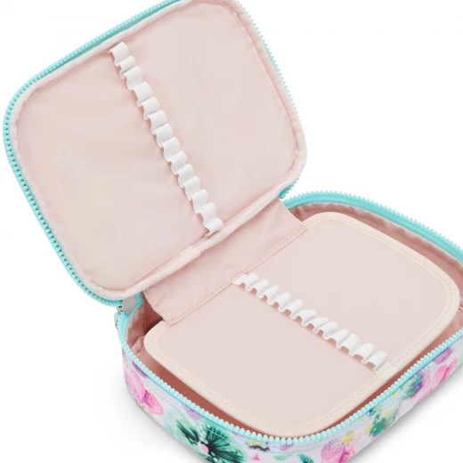 Kipling 100 Pens Large Pencil Case – Aqua Blossom, Stylish & Spacious Storage for School or Office 21 x 5 x 15 cm - Kipling - Image 2