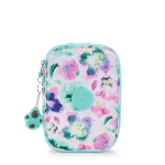 Kipling 100 Pens Large Pencil Case – Aqua Blossom, Stylish & Spacious Storage for School or Office 21 x 5 x 15 cm - Kipling