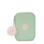 Kipling 100 Pens Large Pencil Case – Soft Matte Green, Stylish & Spacious Design 21 x 5 x 15 cm - Kipling