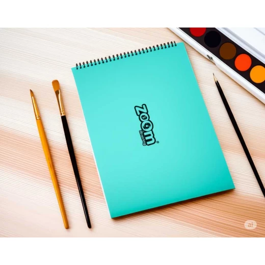 دفتر رسم سلكي زووم، مقاس A4، 20 ورقة، أخضر فاتح م دفتر رسم سلكي زووم، مقاس A4، 20 ورقة، أخضر فاتح م