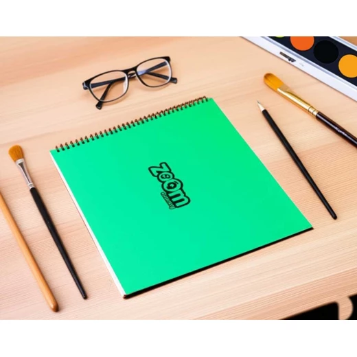 دفتر رسم سلكي من زووم، مقاس A4، 20 ورقة، أخضر