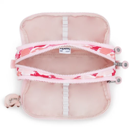 Kipling Gitroy Large Pencil Case, Pink Palm with 3 Compartments, Spacious, Stylish & Perfect for School or Work Supplies 23 x 7 x 10 cm - Kipling - Image 4