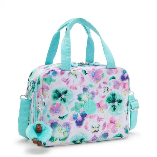 Kipling Miyo Lunchbox, Aqua Blossom with Trolley Sleeve, Insulated, Lightweight & Perfect for School or Outings 25 x 13.5 x 20 cm - Kipling - Image 3