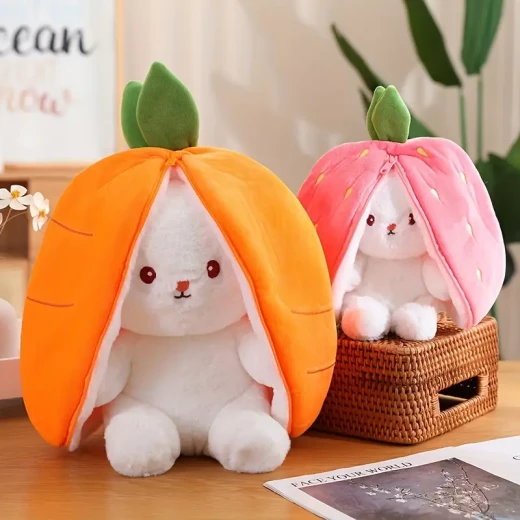 Fruit-Themed Rabbit Plush Toy Set – Cute, Transformable, and Soft Stuffed Rabbits, Ideal Orange Gift for All Ages - K store - Image 2