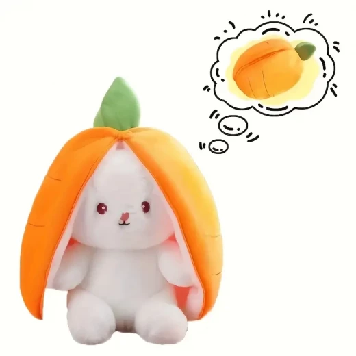 Fruit-Themed Rabbit Plush Toy Set – Cute, Transformable, and Soft Stuffed Rabbits, Ideal Orange Gift for All Ages - K store - Image 3