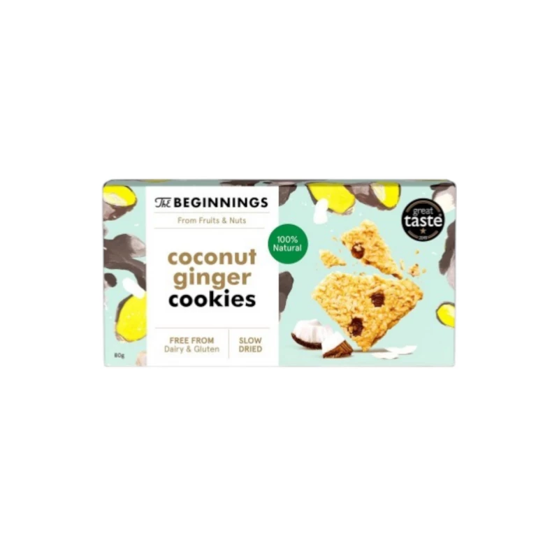 The Beginnings Gluten-Free Coconut & Ginger Cookies 80g - Delicious Snack - The Beginnings