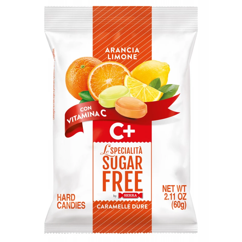 Serra Sugar Free GF Orange Lemon C+ Hard Candies 60g - Serra