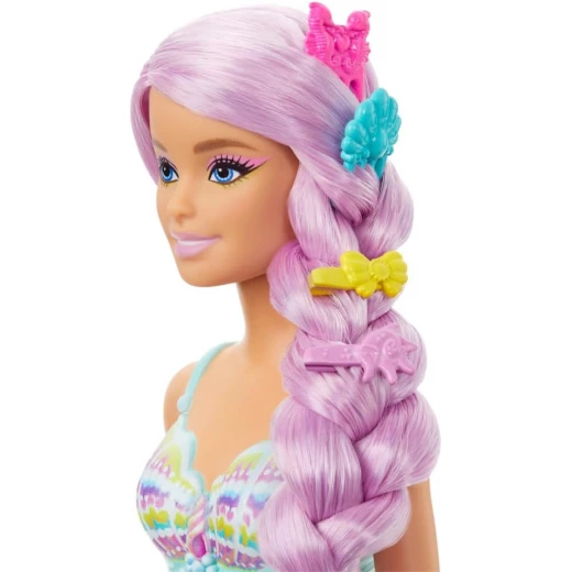 Barbie Dreamtopia Mermaid Doll with Extra Long Two Tone Fantasy Hair Styling Toy Set for Girls Purple - Barbie - Image 3
