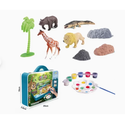 Coloring Animals Set – Includes Animal Figures, Coloring Palette, and 2 Brushes - Image 2